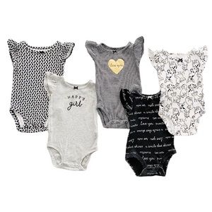 5 Pack Flutter Sleeve Baby Girl Diaper Shirts